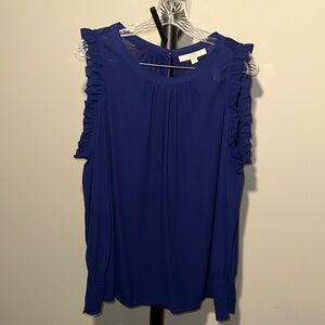 LOFT Royal Blue Ruffle Sleeve Blouse